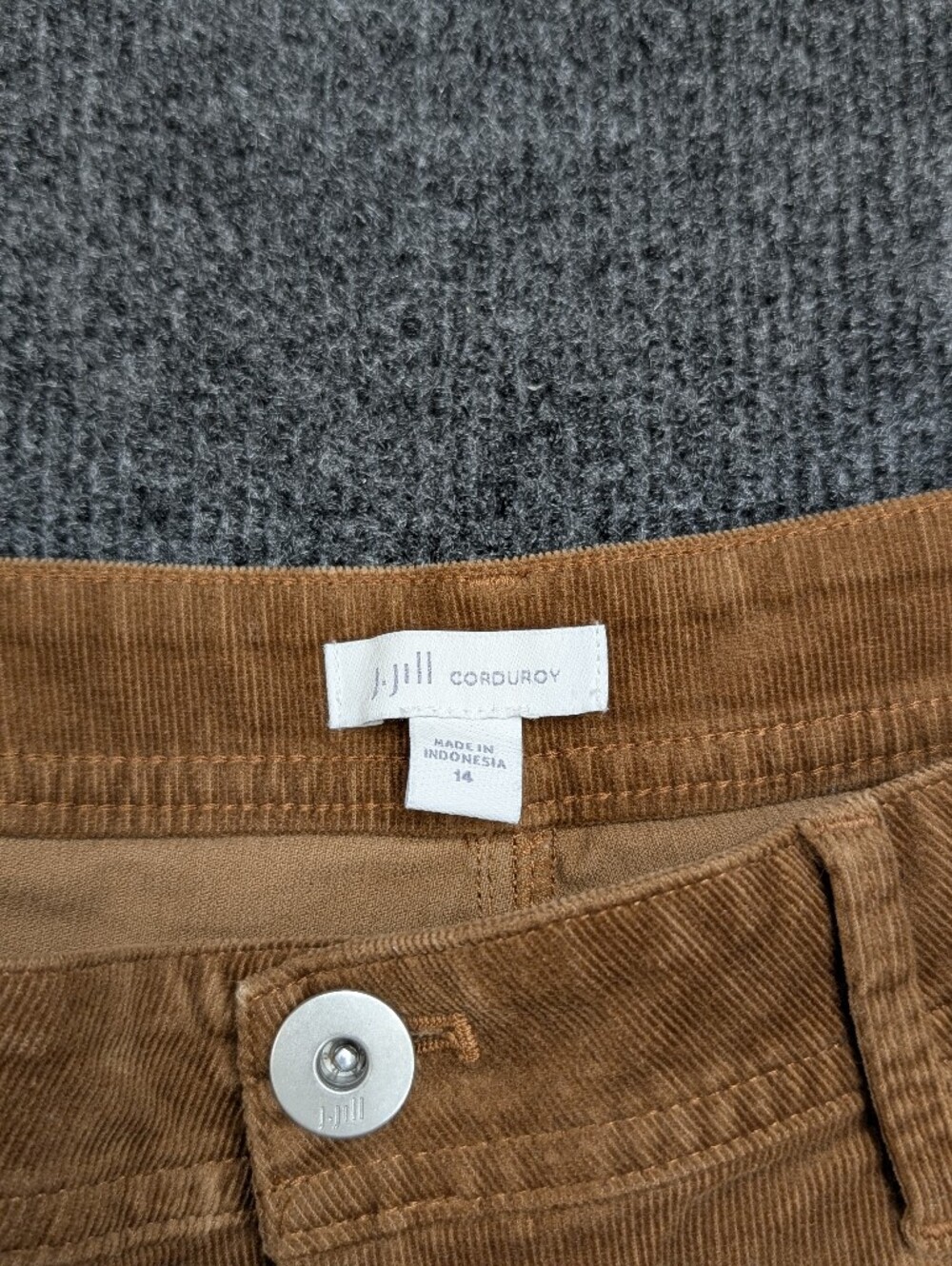 J.Jill Ankle Slim Leg Corduroy - Brown - Size 14 - Picture 5 of 5